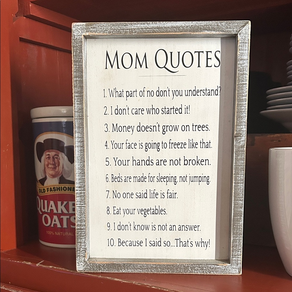 Rustic White Framed Mom Quotes Sign